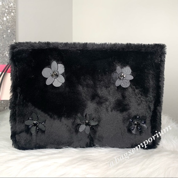 Kate Spade Neve Shearling Embellished LG Pouch Bag - Picture 4 of 8